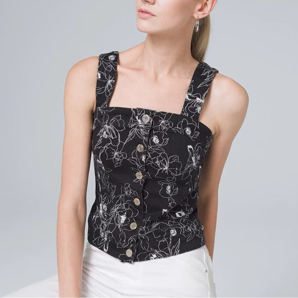 WHBM BLACK DENIM BODICE TOP